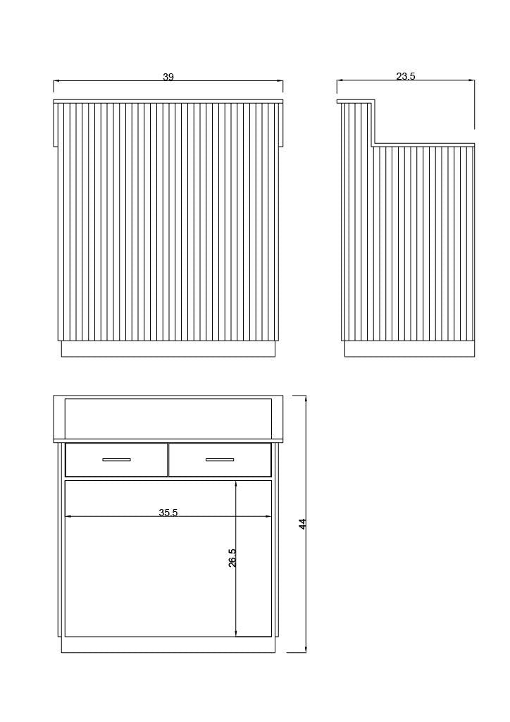 Cora Natural Oak Tambour Reception Desk — Small (39")