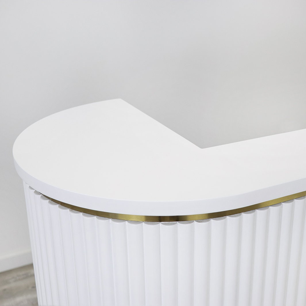 58" White Tambour Reception Desk - Free Shipping