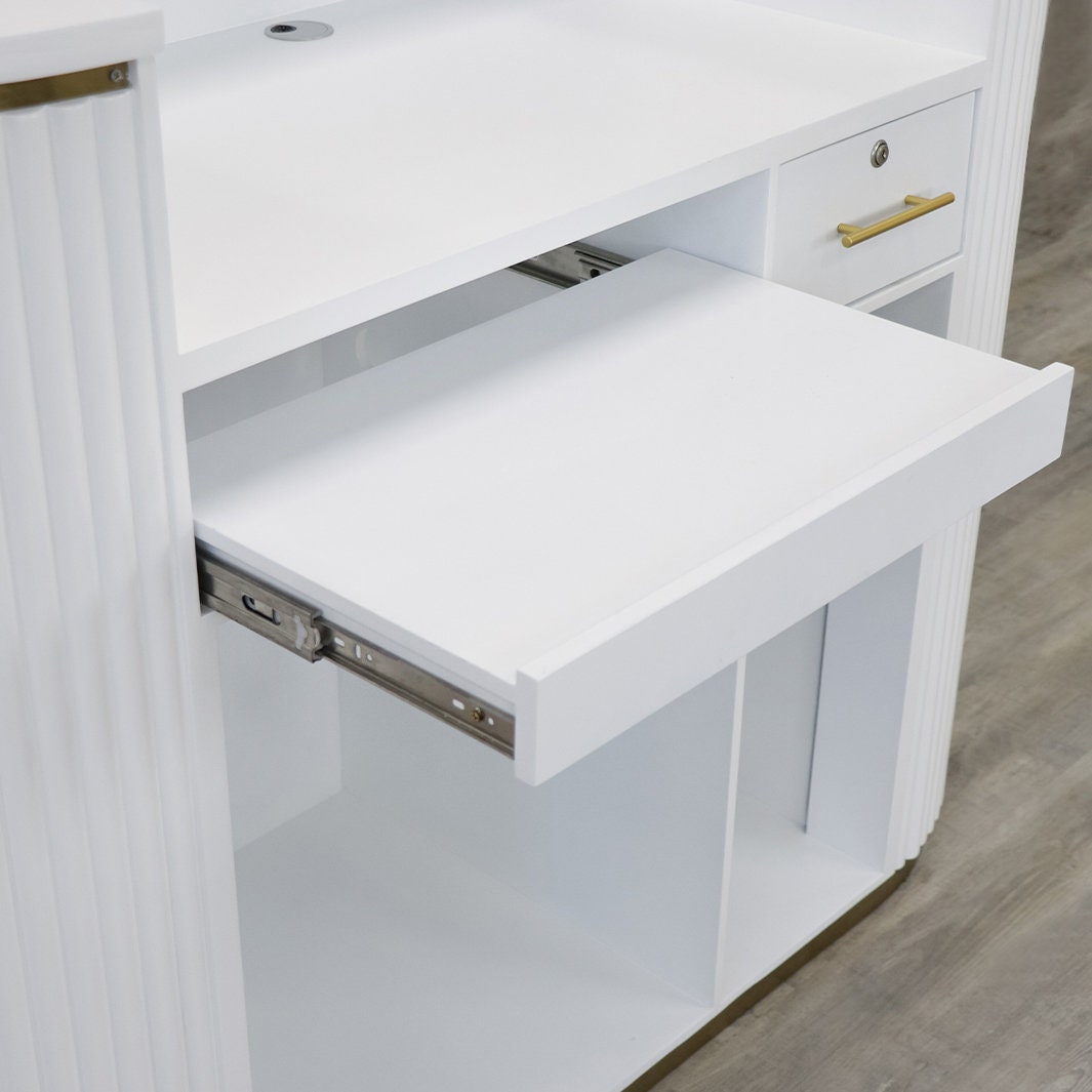 58" White Tambour Reception Desk - Free Shipping