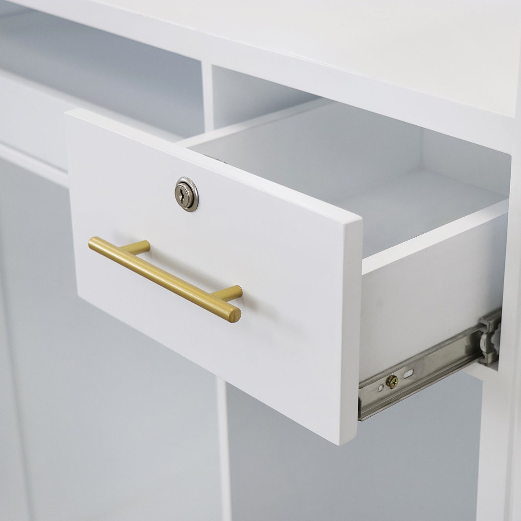 58" White Tambour Reception Desk - Free Shipping