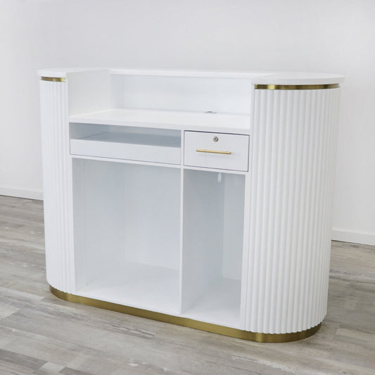 58" White Tambour Reception Desk - Free Shipping