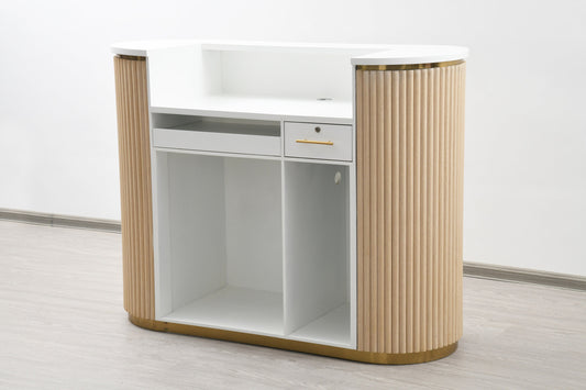 58" Natural Oak Tambour Reception Desk - Free Shipping