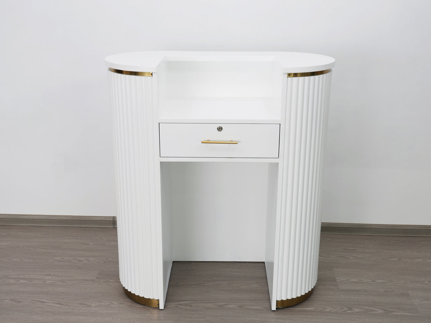 39" White Tambour Reception Desk - Free Shipping