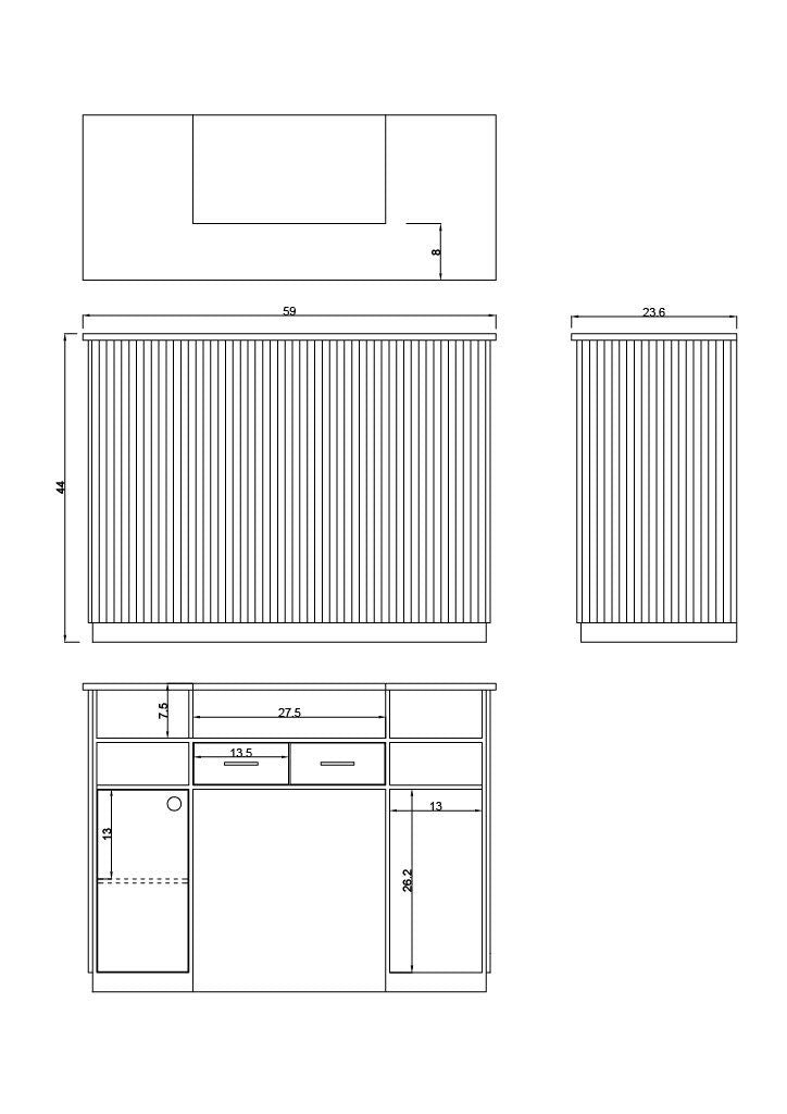 59" Natural Oak Tambour Reception Desk - Free Shipping