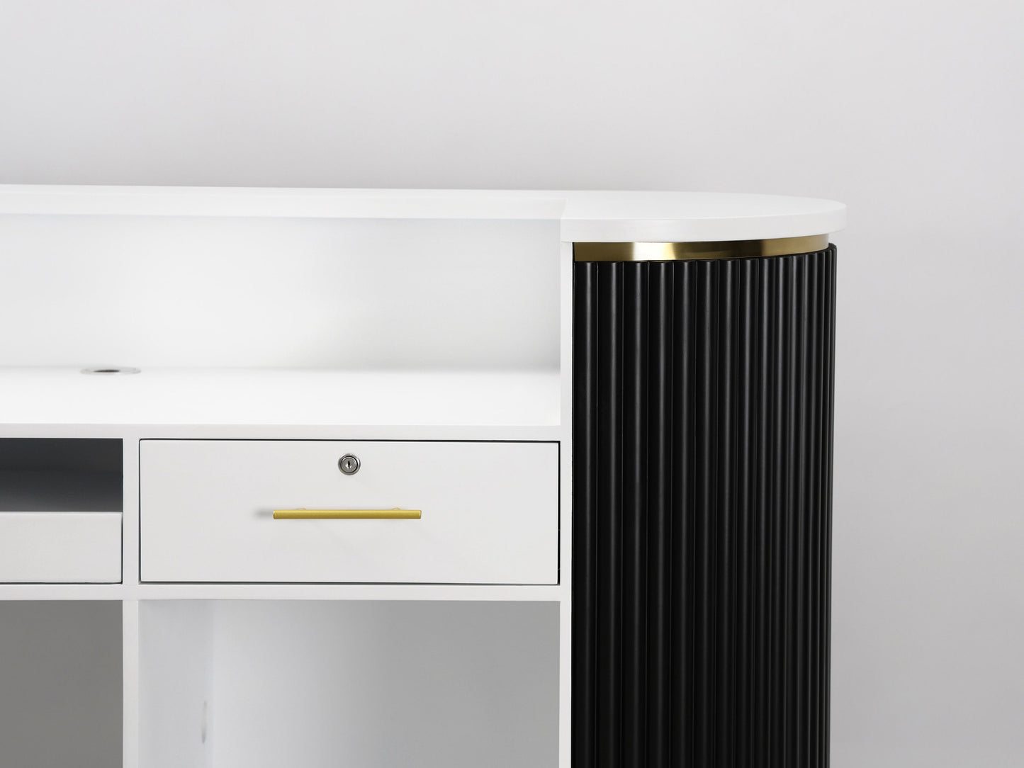 83" Black Tambour Reception Desk - Free Shipping