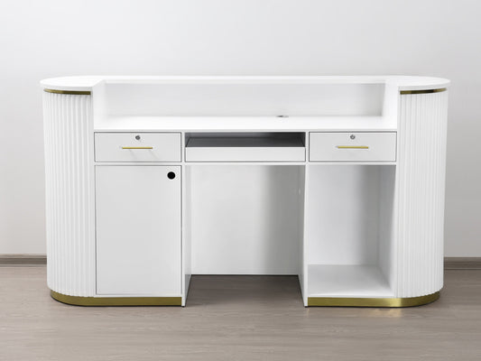 83" White Tambour Reception Desk - Free Shipping