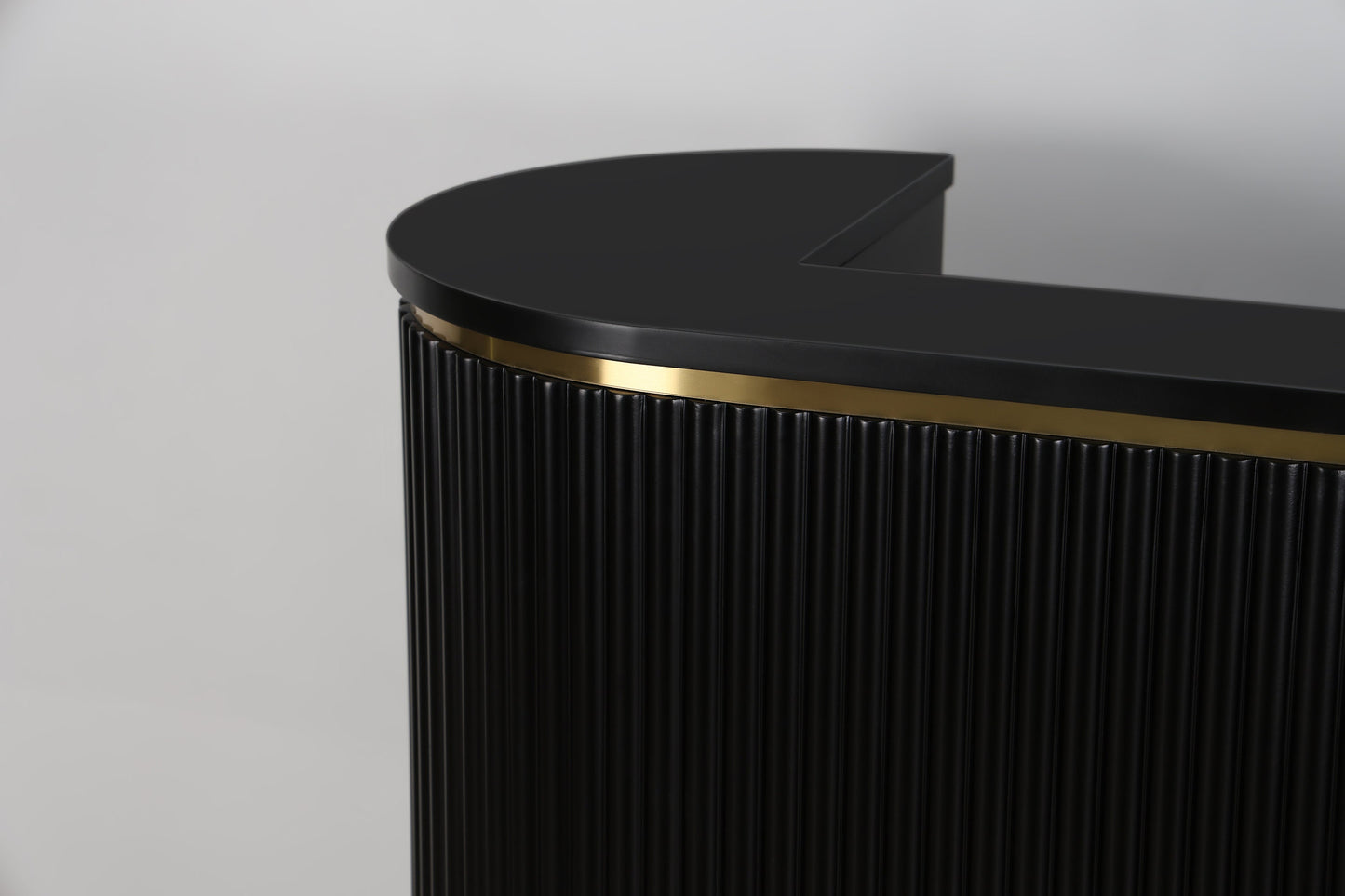 58" All Black Tambour Reception Desk - Free Shipping