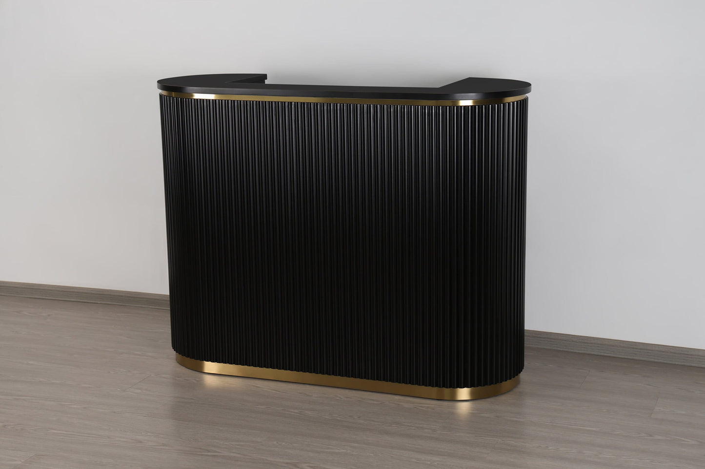 58" All Black Tambour Reception Desk - Free Shipping