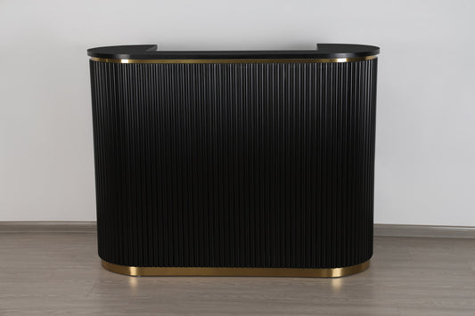 58" All Black Tambour Reception Desk - Free Shipping