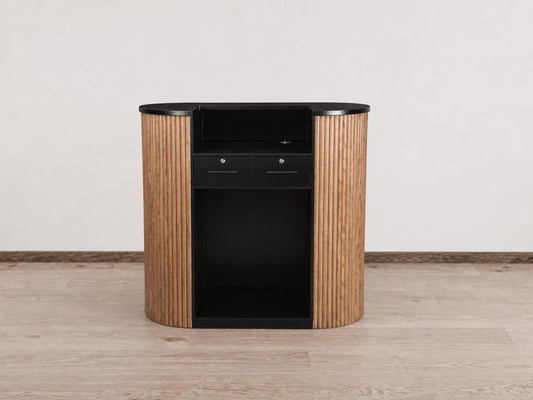 PREORDER Mila Classic Walnut Tambour Reception Desk - Midi (48")