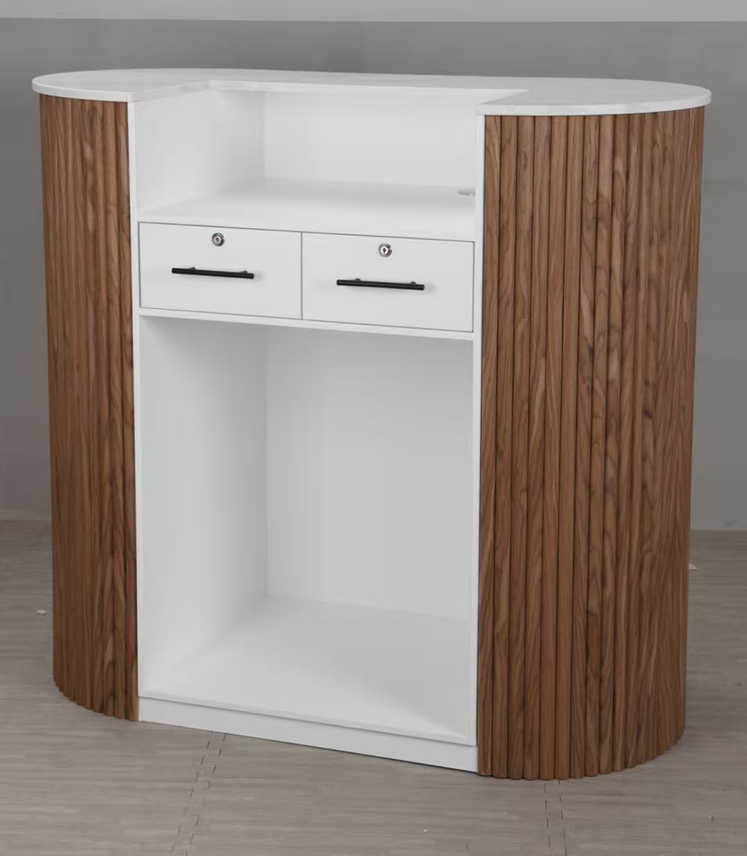 Mila Pure Tambour Reception Desk — Custom (39", 48", 58")