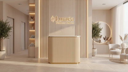 Mila Natural Oak Tambour Reception Desk — Large (58")