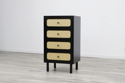 Black Cane Drawer Storage Stand — Set of 2