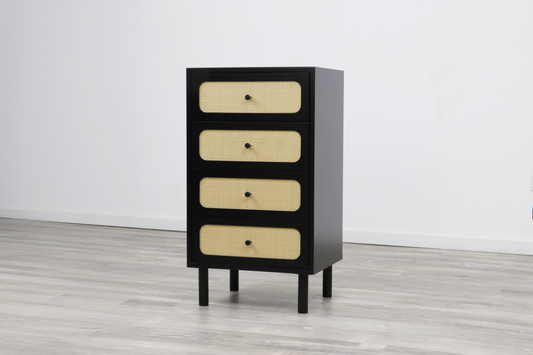 Black Cane Drawer Storage Stand — Set of 2