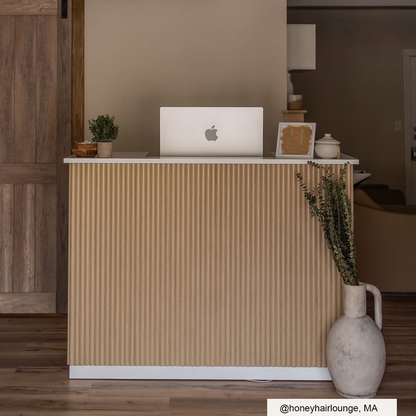 Cora Natural Oak Tambour Reception Desk — Large (59")
