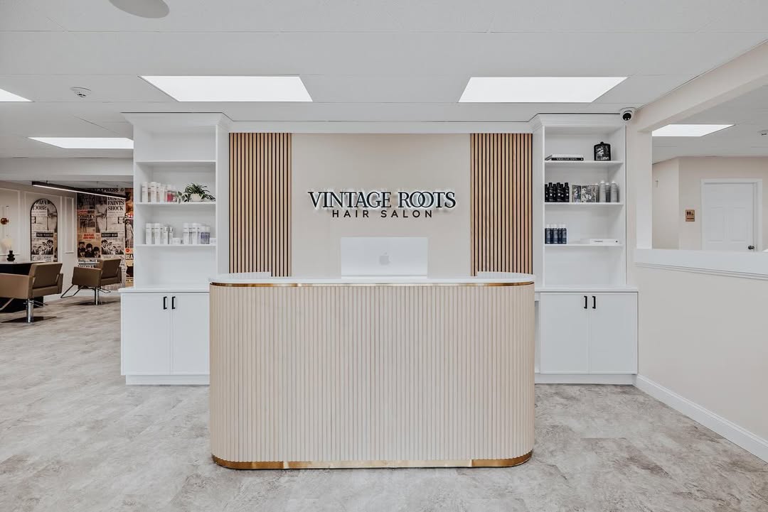 Mila - Natural Oak Tambour Reception Desk — Grand (83")