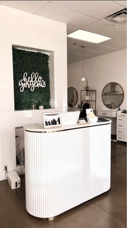 Mila White Tambour Reception Desk — Large (58")