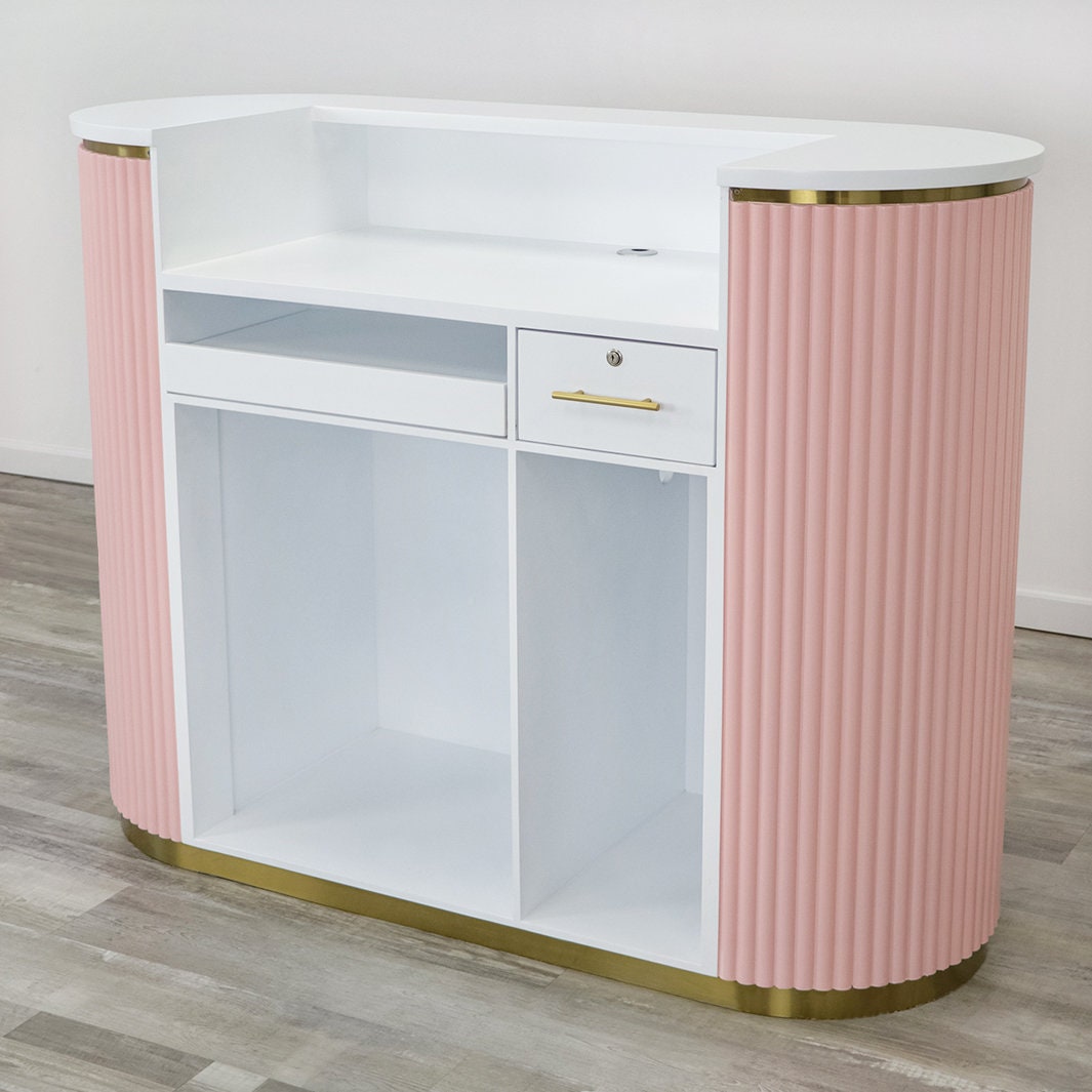58" Pink Tambour Reception Desk - Free Shipping