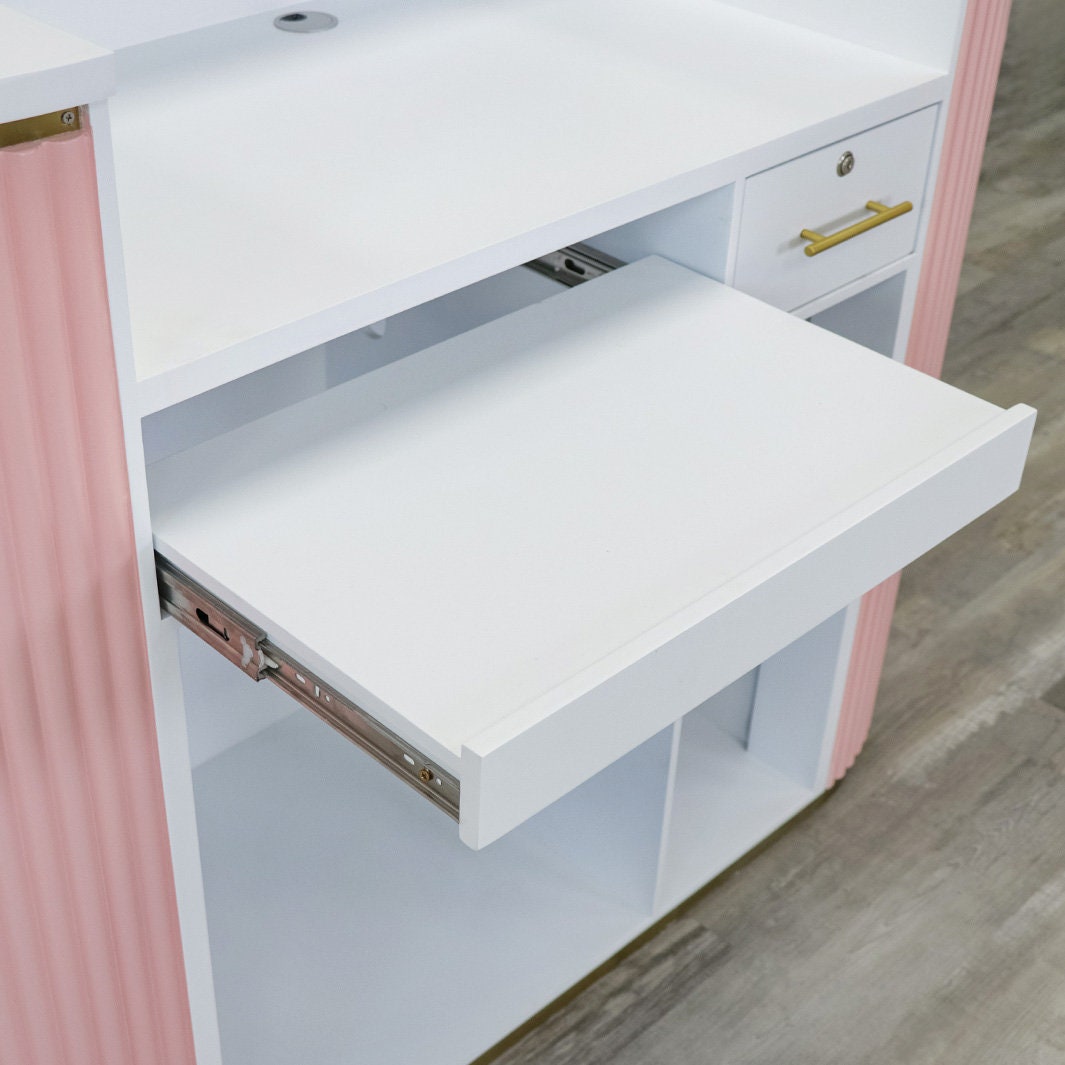 58" Pink Tambour Reception Desk - Free Shipping