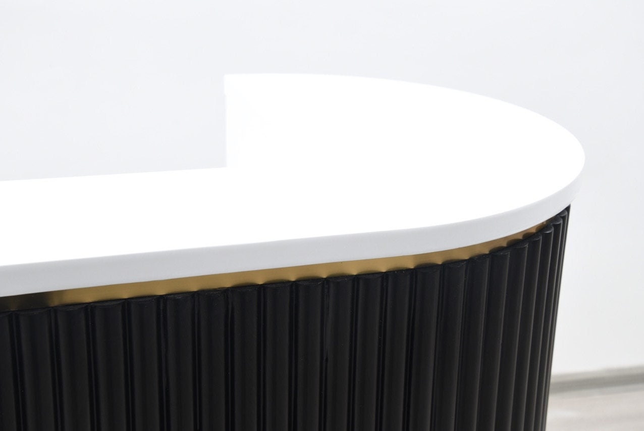 58" Black Tambour Reception Desk - Free Shipping