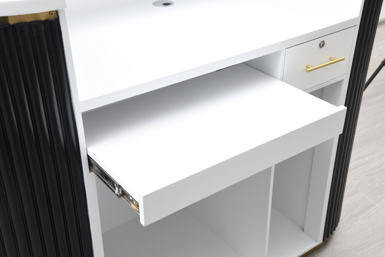 58" Black Tambour Reception Desk - Free Shipping