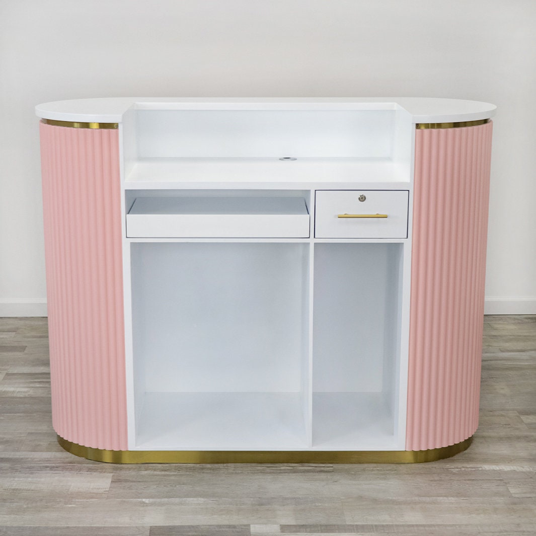 58" Pink Tambour Reception Desk - Free Shipping