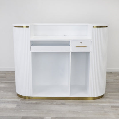 58" White Tambour Reception Desk - Free Shipping