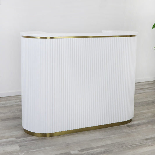 58" White Tambour Reception Desk - Free Shipping