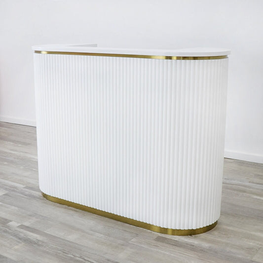 58" White Tambour Reception Desk - Free Shipping