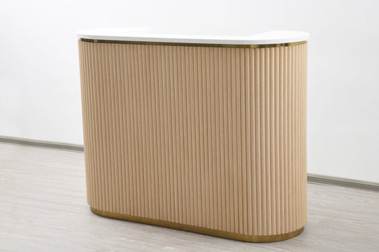 58" Natural Oak Tambour Reception Desk - Free Shipping