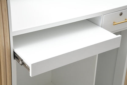 58" Natural Oak Tambour Reception Desk - Free Shipping