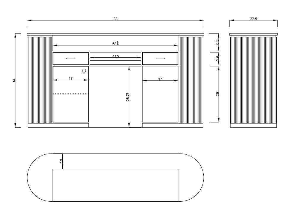 83" White Tambour Reception Desk - Free Shipping