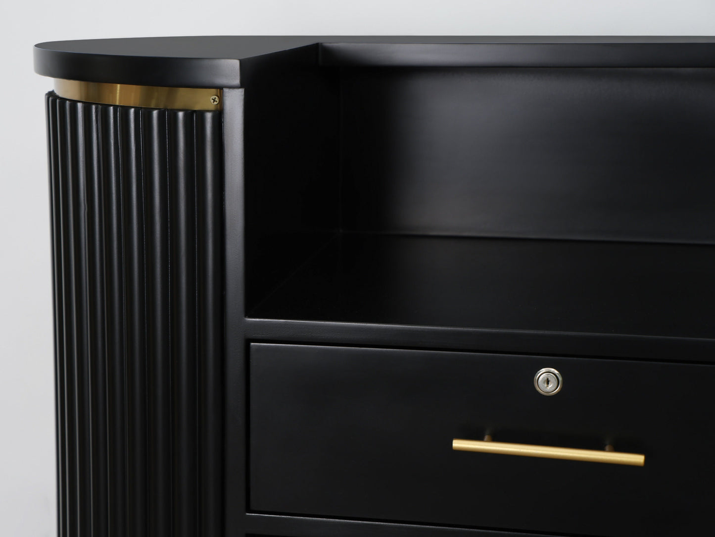 39" Black Tambour Reception Desk - Free Shipping