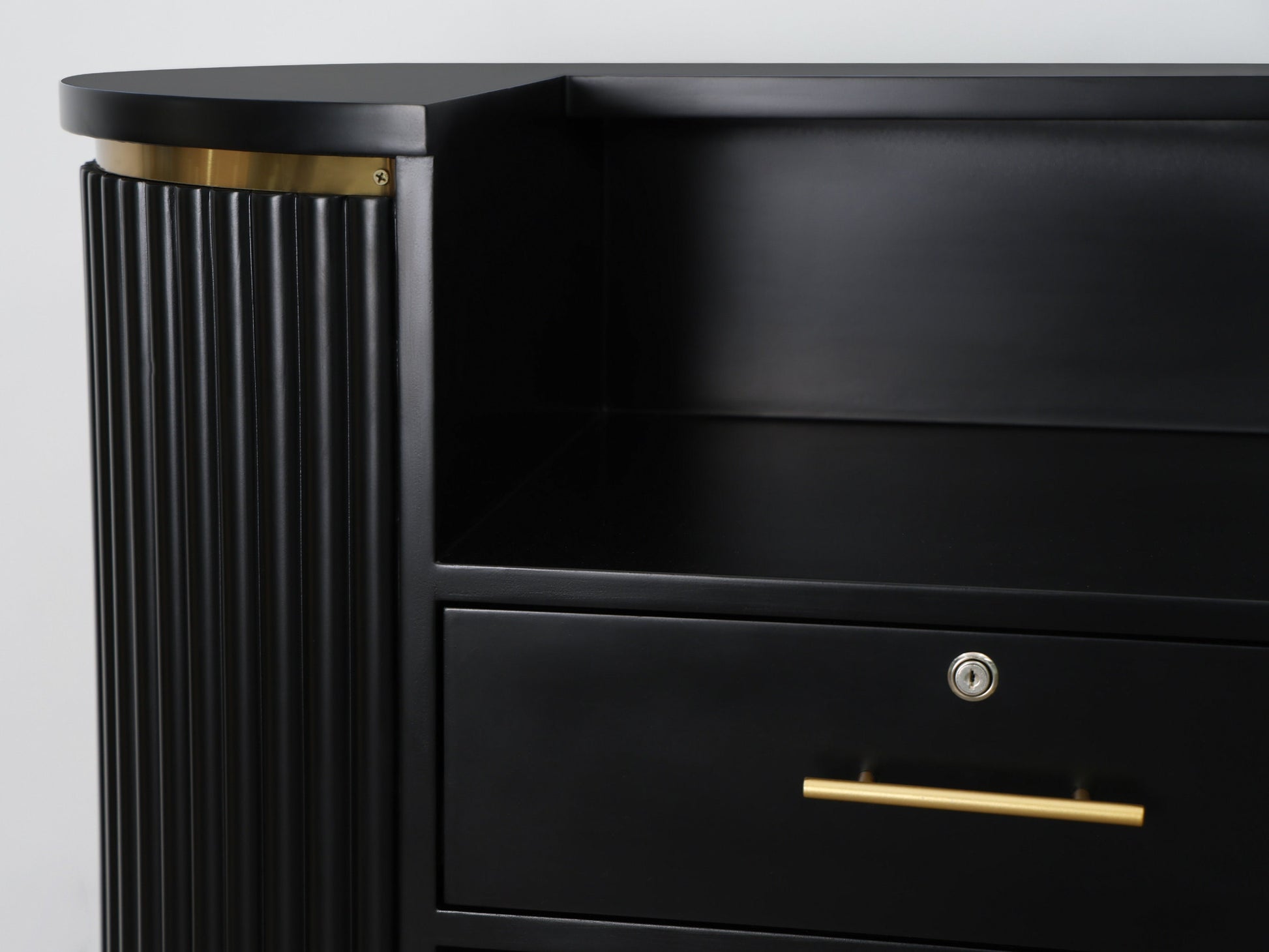 39" Black Tambour Reception Desk - Free Shipping