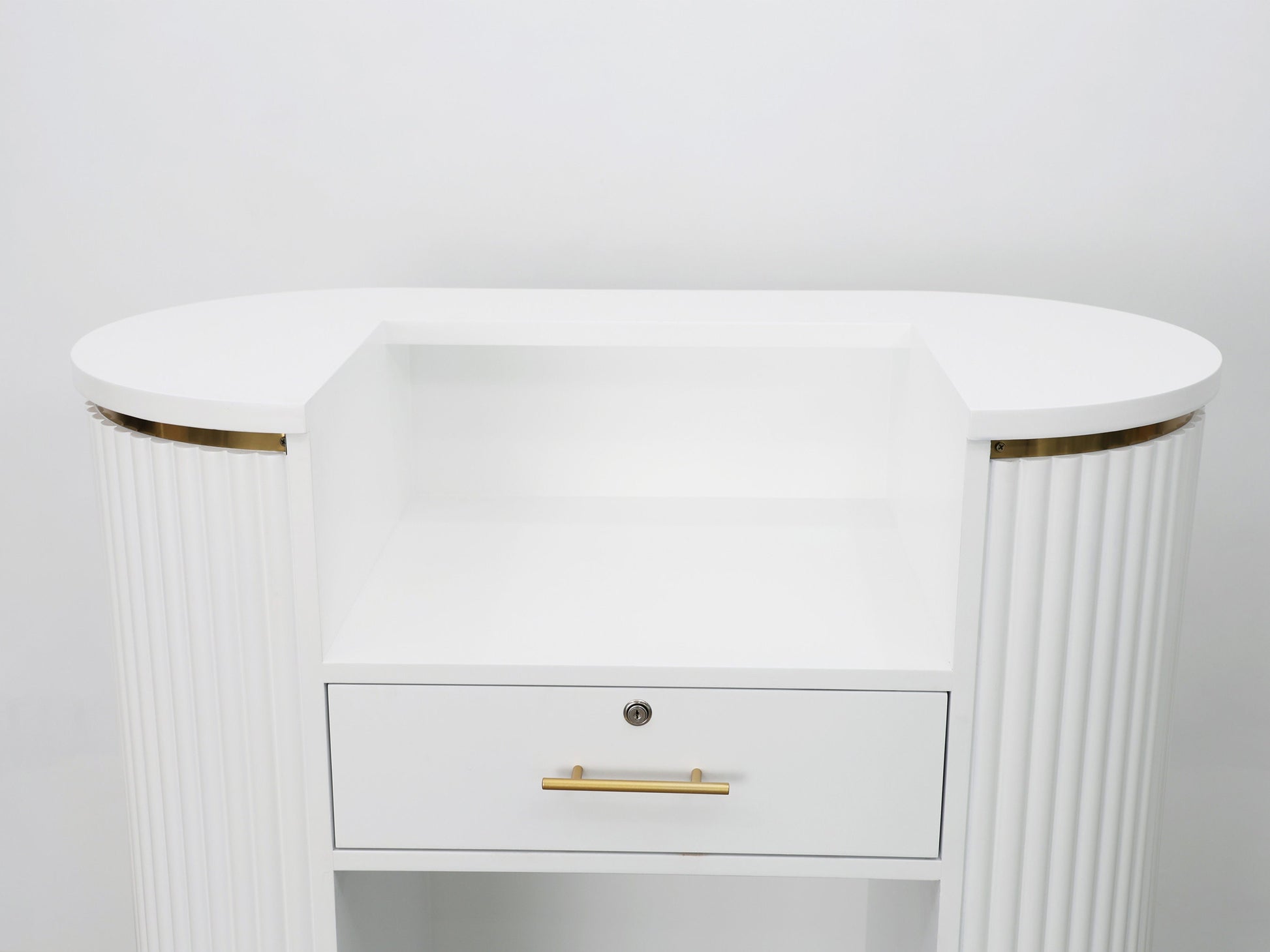 39" White Tambour Reception Desk - Free Shipping