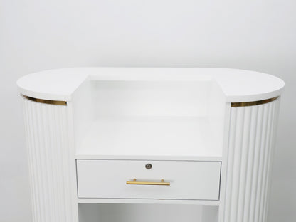 39" White Tambour Reception Desk - Free Shipping
