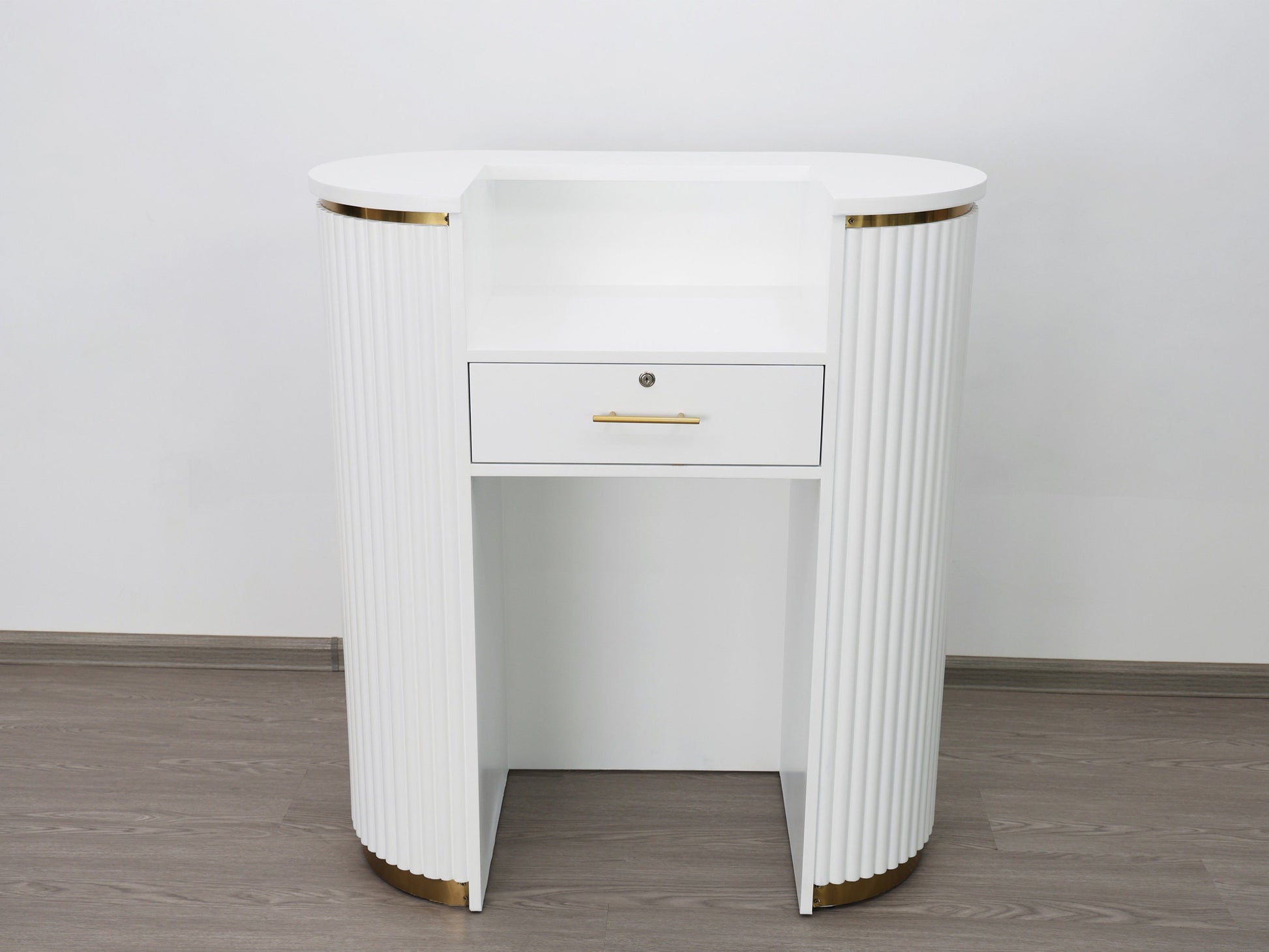 39" White Tambour Reception Desk - Free Shipping