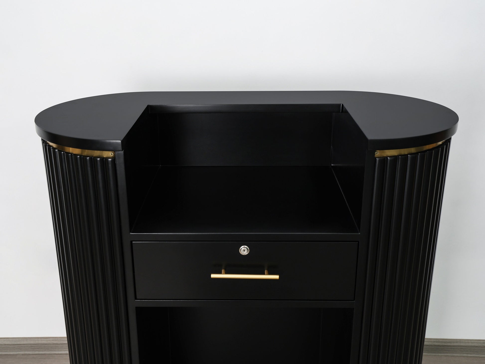 39" Black Tambour Reception Desk - Free Shipping