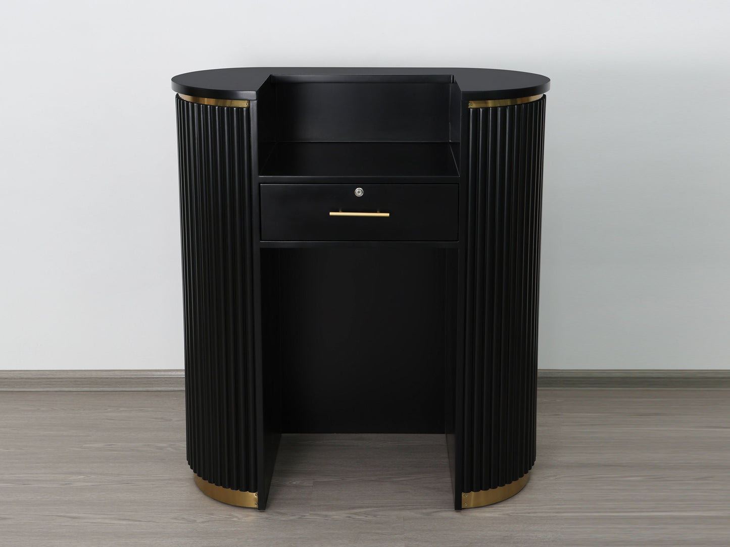 39" Black Tambour Reception Desk - Free Shipping