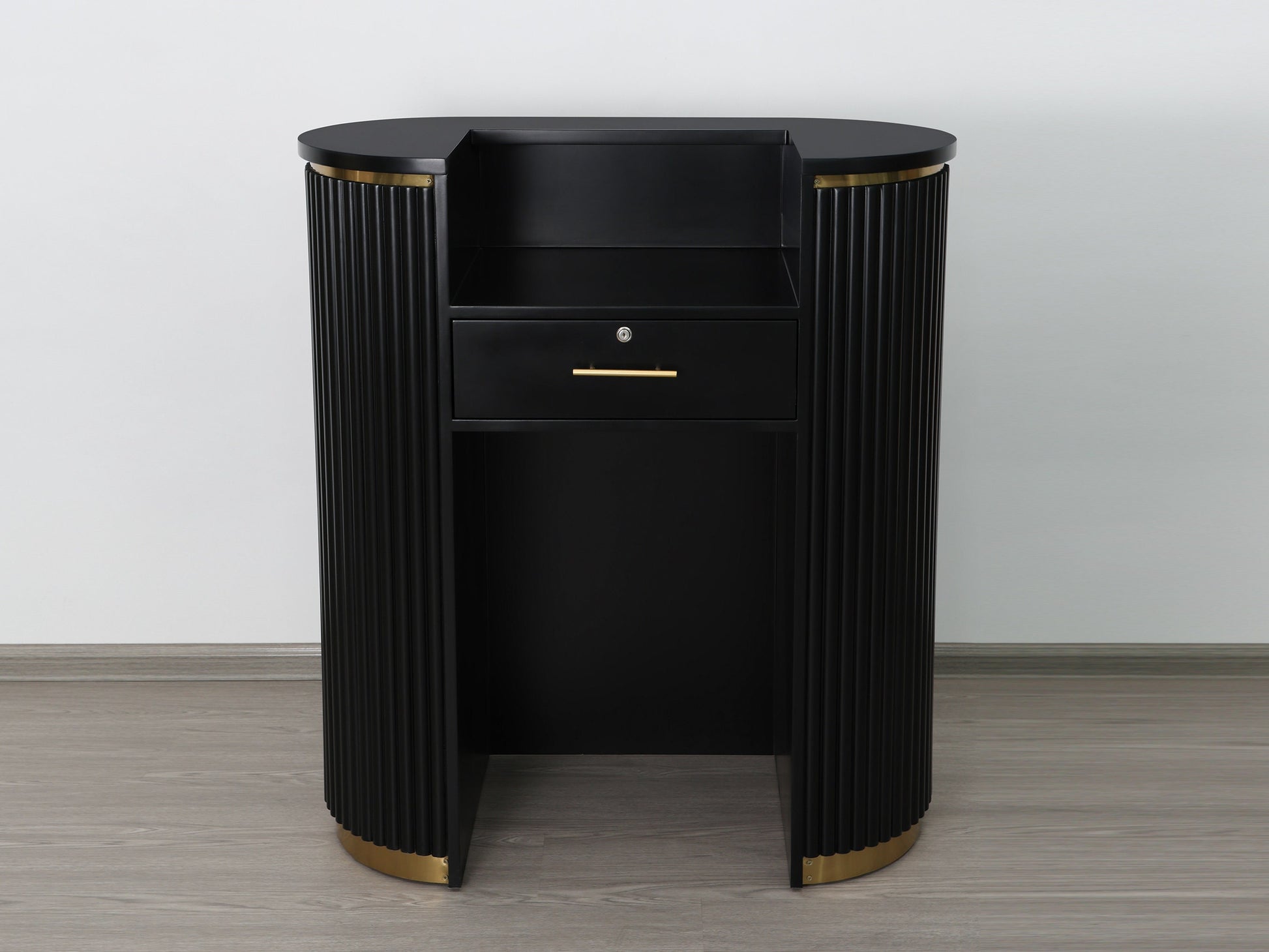 39" Black Tambour Reception Desk - Free Shipping