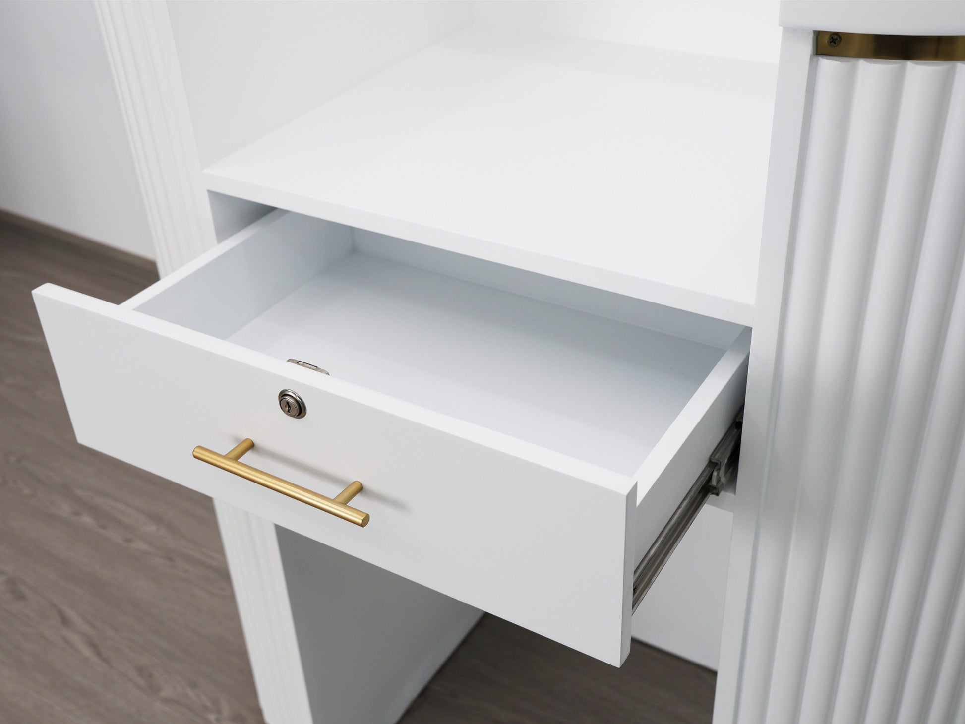 39" White Tambour Reception Desk - Free Shipping