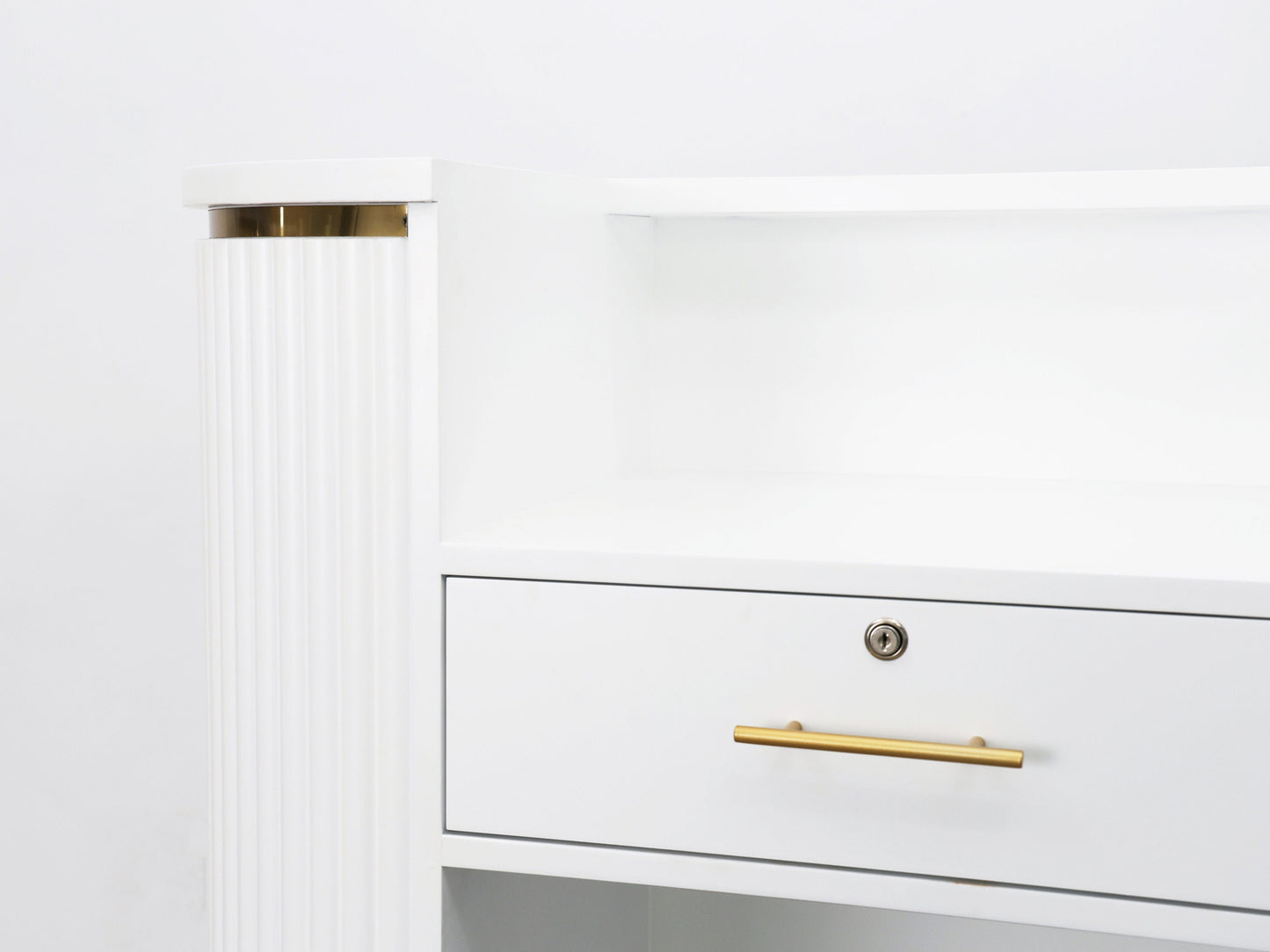 39" White Tambour Reception Desk - Free Shipping