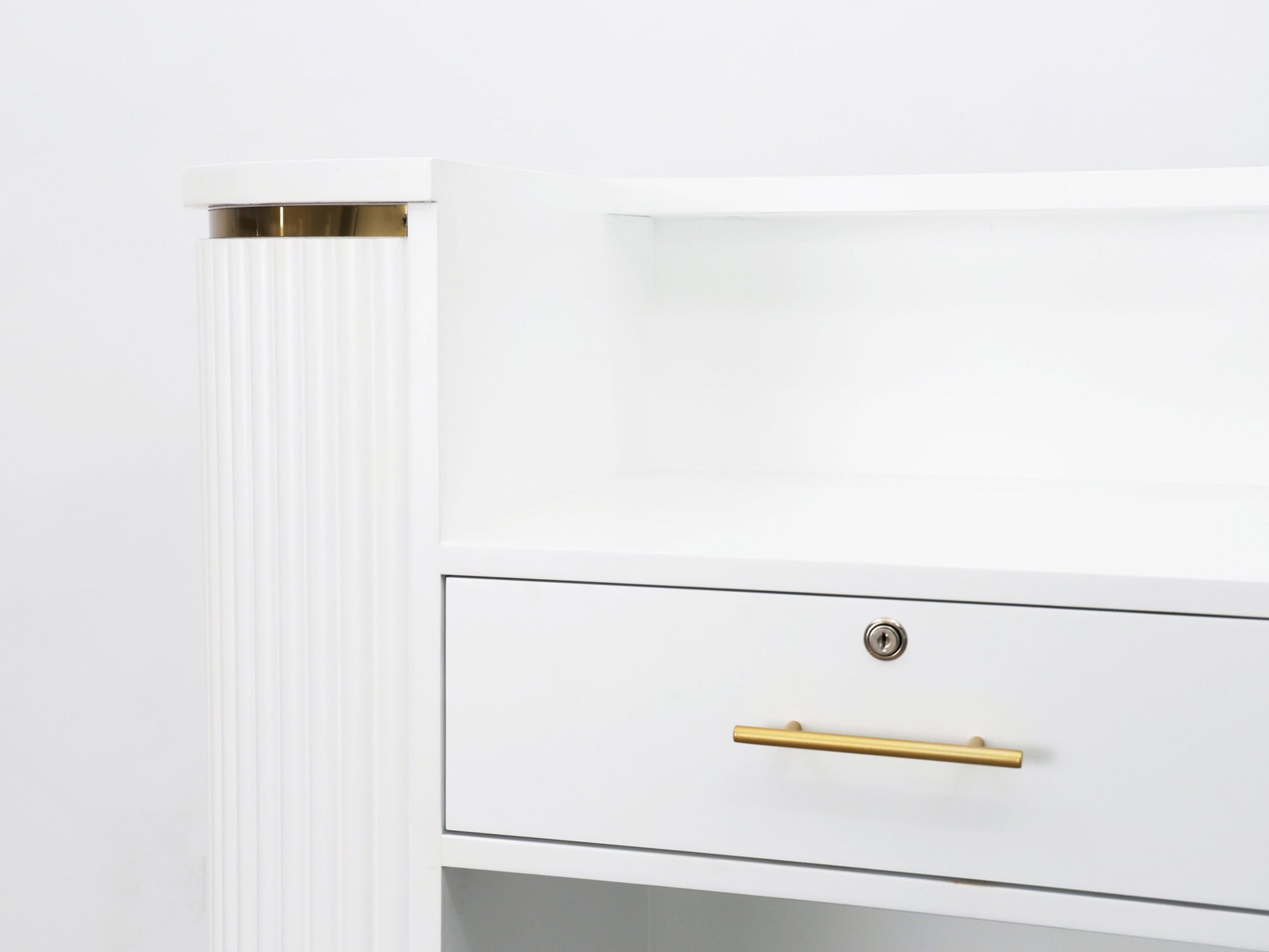 39" White Tambour Reception Desk - Free Shipping