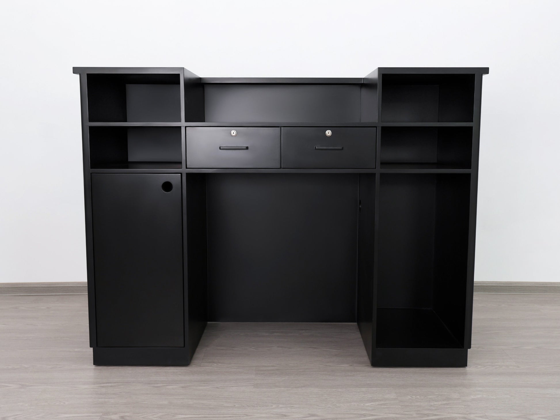 59" Black Tambour Reception Desk - Free Shipping