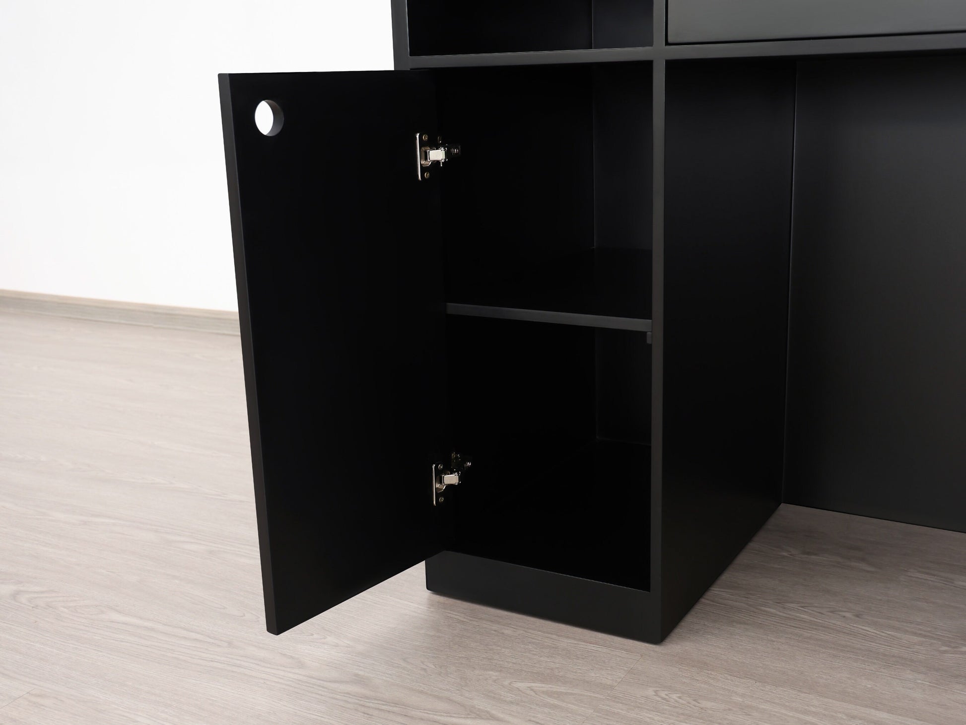 59" Black Tambour Reception Desk - Free Shipping