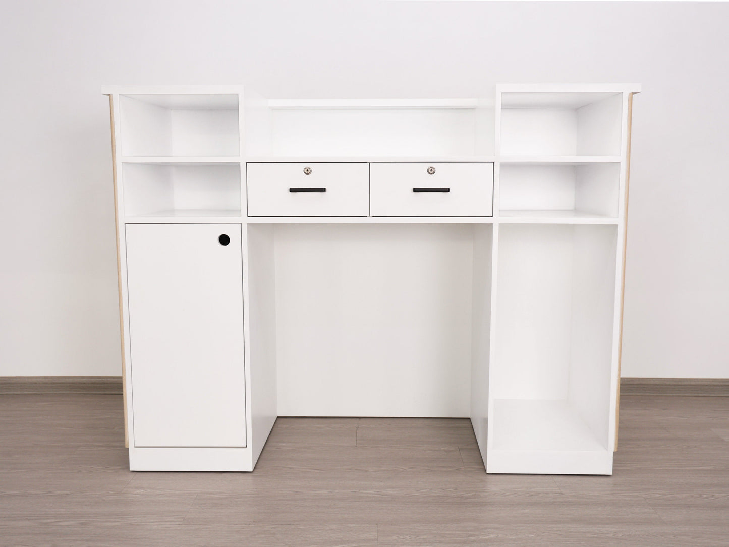 59" Natural Oak Tambour Reception Desk - Free Shipping