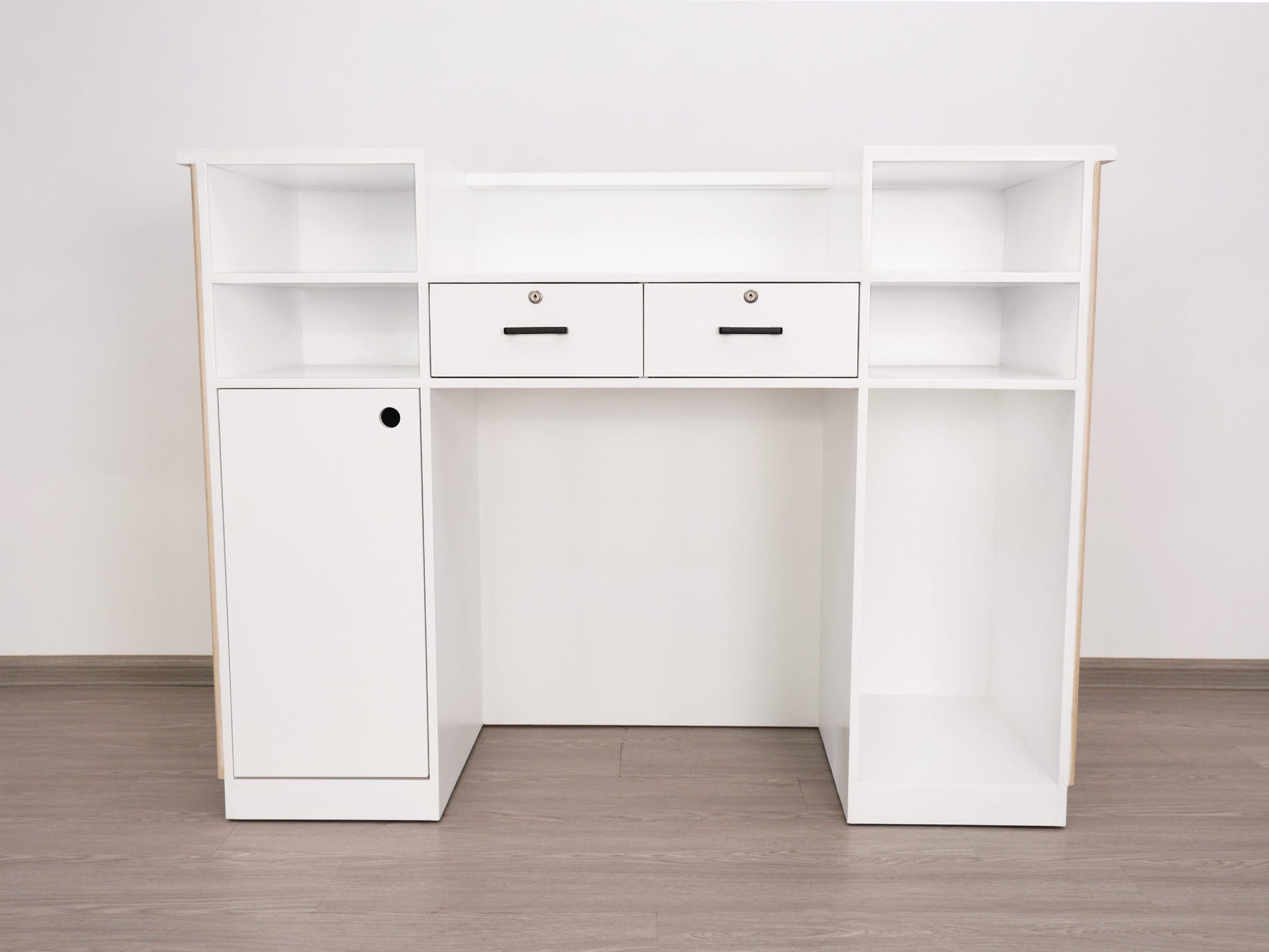 59" Natural Oak Tambour Reception Desk - Free Shipping