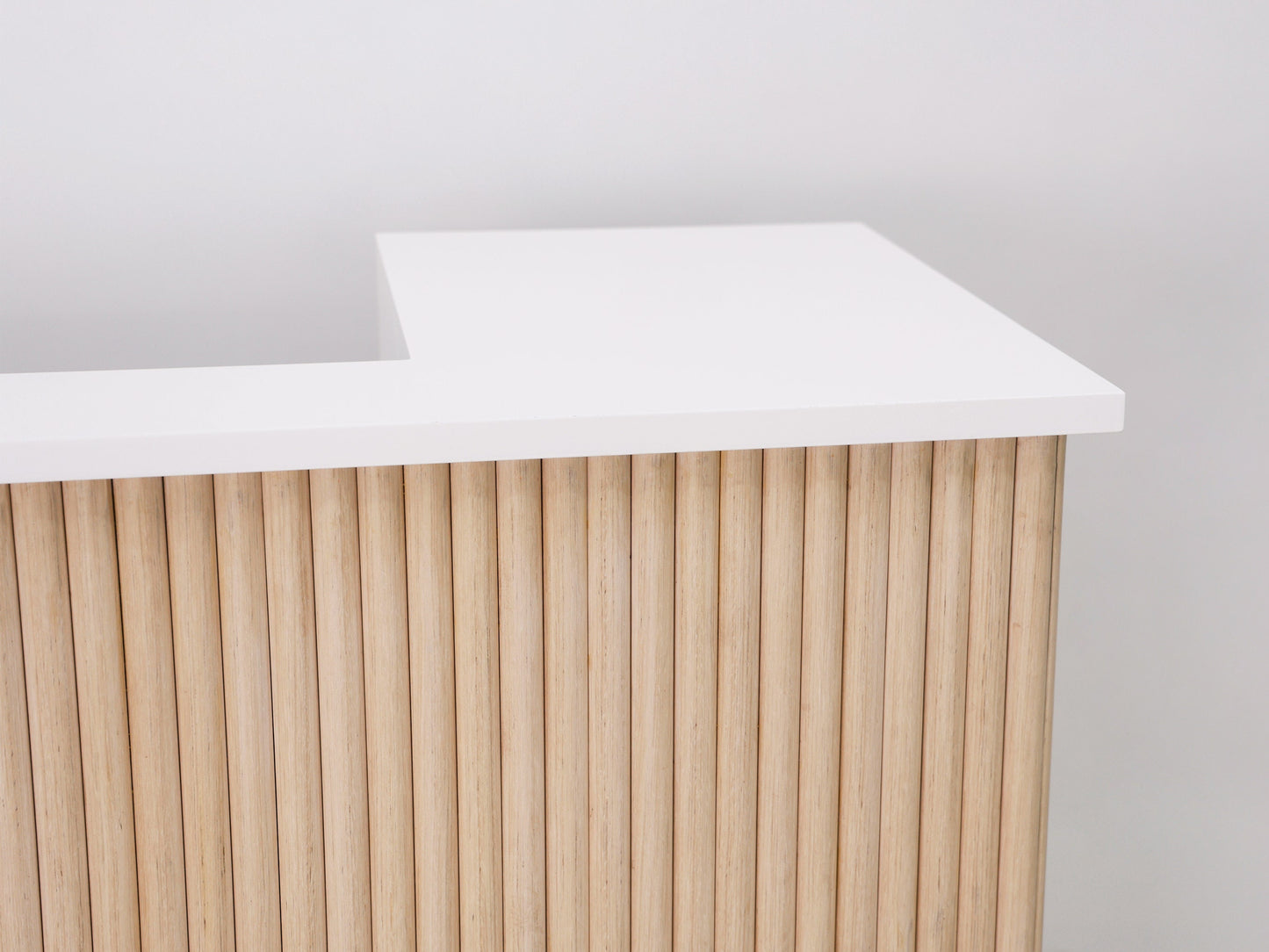 59" Natural Oak Tambour Reception Desk - Free Shipping