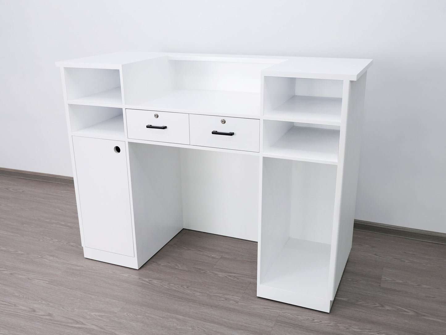 59" White Tambour Reception Desk - Free Shipping