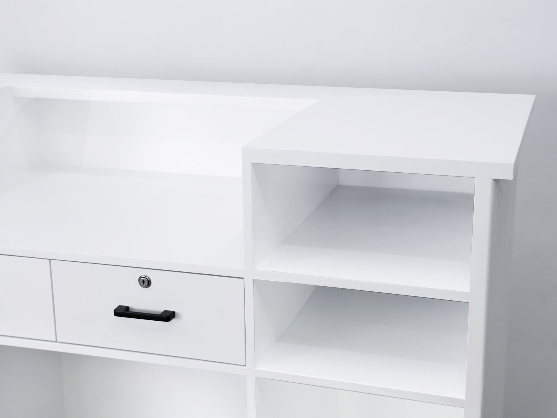 59" White Tambour Reception Desk - Free Shipping